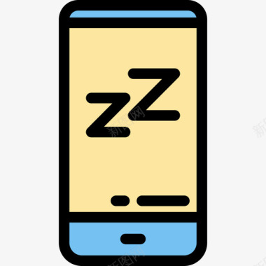 智能手机睡眠时间颜色线性颜色图标图标