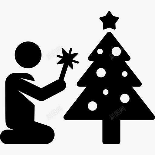 圣诞树圣诞象形图填充图标svg_新图网 https://ixintu.com 圣诞树 圣诞象形图 填充