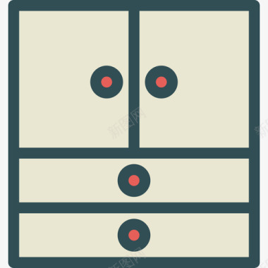 壁橱家用2线性颜色图标图标