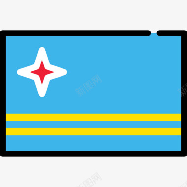 阿鲁巴旗帜系列长方形图标图标
