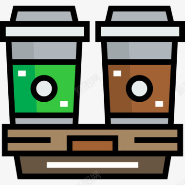 咖啡杯咖啡店11线性颜色图标图标