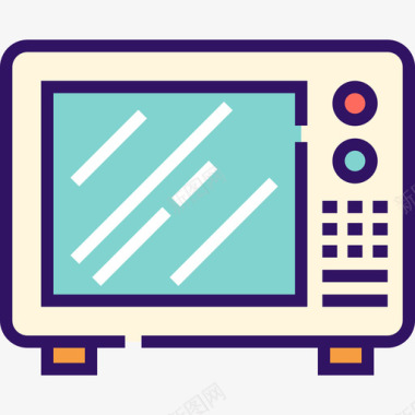 微波炉厨房6线性颜色图标图标