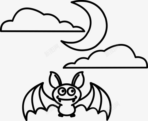 晚上蝙蝠可爱图标svg_新图网 https://ixintu.com 万圣节 可爱 吓人 晚上 蝙蝠