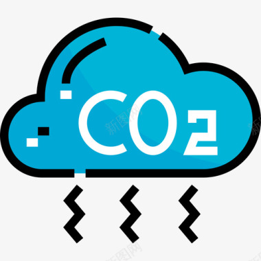 二氧化碳生态15线性颜色图标图标