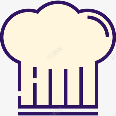 厨师帽厨房6线性颜色图标图标