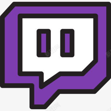 Twitch社交媒体图标徽标线性颜色图标