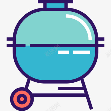 烧烤厨房6线性颜色图标图标