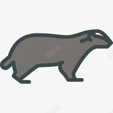 獾森林动物3线形颜色图标图标