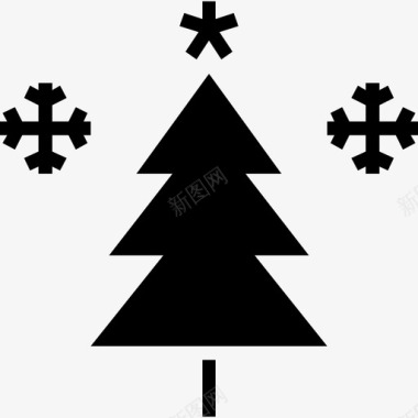 圣诞树圣诞雕文实心图标图标