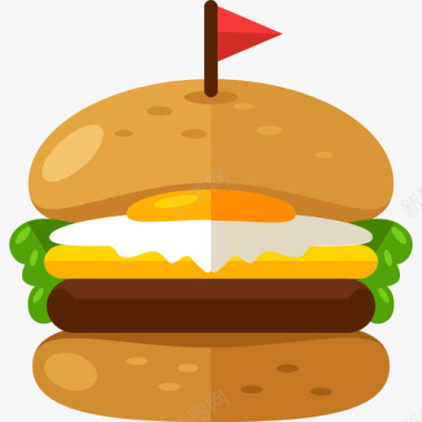 汉堡食品扁平图标图标