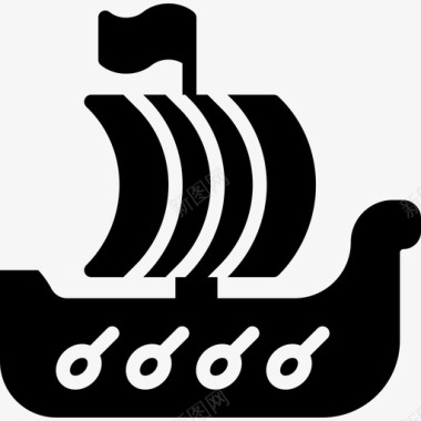 北欧海盗船中世纪填充物图标图标