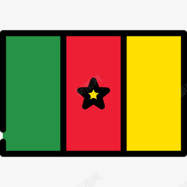 喀麦隆旗帜收藏矩形图标图标