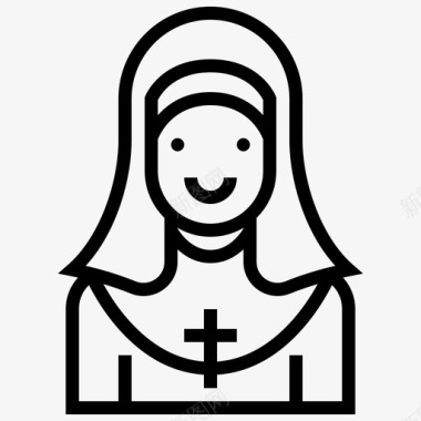 修女修道院传教士图标图标