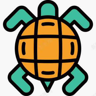 海龟海洋生物线颜色线颜色图标图标