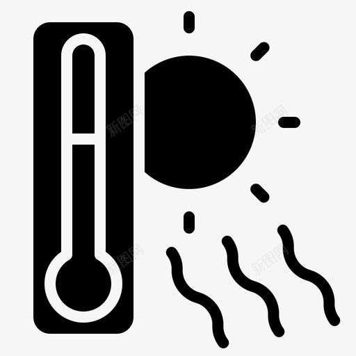 热射线太阳图标svg_新图网 https://ixintu.com 天气稳定 太阳 射线 温度 温度计 热