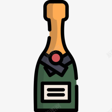 香槟酒吧和酒吧3线性颜色图标图标