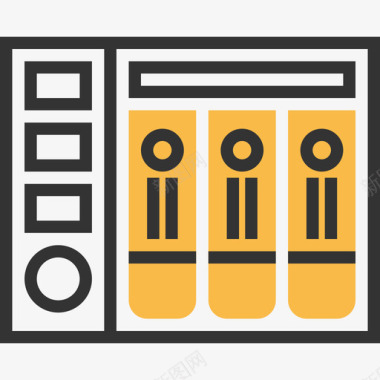 数据存储网络2黄色阴影图标图标