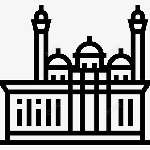BibiHeybat清真寺地标建筑线性图标svg_新图网 https://ixintu.com BibiHeybat清真寺 地标建筑 线性