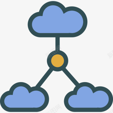 云计算技术线性色彩图标图标
