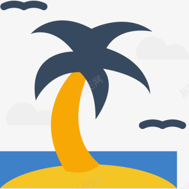 棕榈旅游暑假色彩图标图标