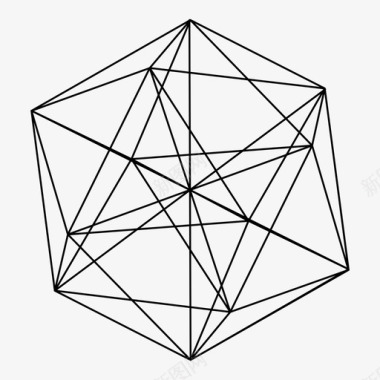 二十面体中心几何形状图标图标