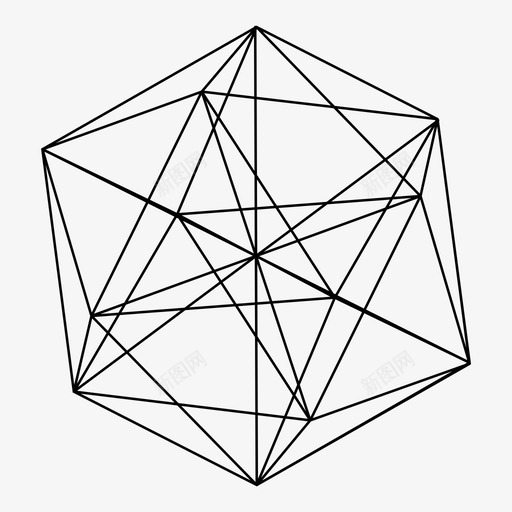 二十面体中心几何形状图标svg_新图网 https://ixintu.com 中心 二十面体 几何形状 多面体 柏拉图体 线段