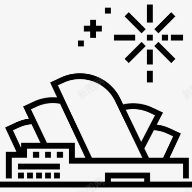 悉尼歌剧院旅游12直线图标图标