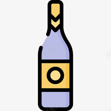 葡萄酒生日2线性颜色图标图标
