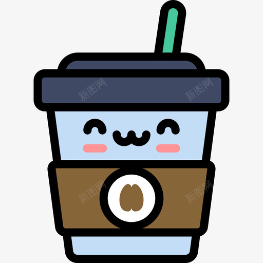 咖啡杯可爱的食物3线性颜色图标svg_新图网 https://ixintu.com 可爱的食物3 咖啡杯 线性颜色