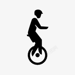 骑独轮自行车的小熊山地独轮车自行车通勤图标高清图片