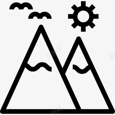山地夏季3线性图标图标