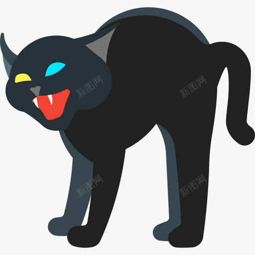 黑猫万圣节6扁平图标svg_新图网 https://ixintu.com 万圣节6 扁平 黑猫