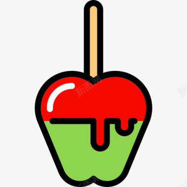焦糖苹果万圣节4线性颜色图标图标