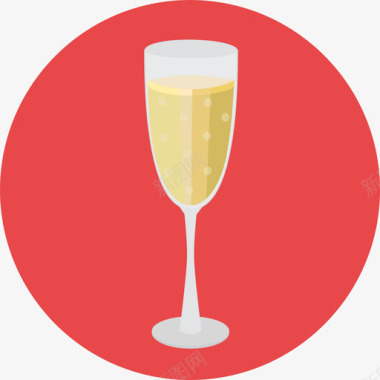 香槟派对标志圆形平面图标图标