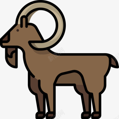 山羊动物20线性颜色图标图标