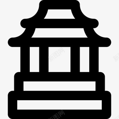 中国寺庙旅游元素汇编2直线图标图标