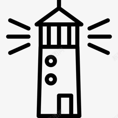 灯塔建筑汇编线性图标图标