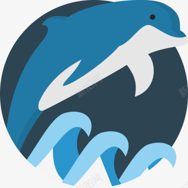 海豚动物9扁平图标图标