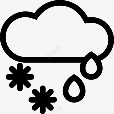 雨和雪云冷图标图标