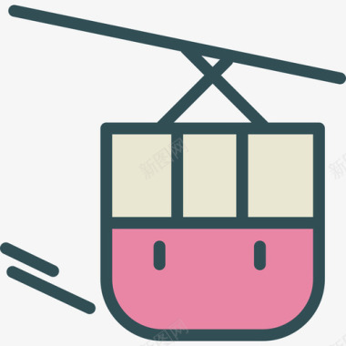 缆车车厢活动线条颜色图标图标
