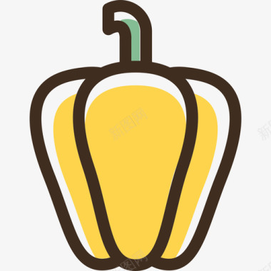 甜椒食品线颜色食品套装图标图标