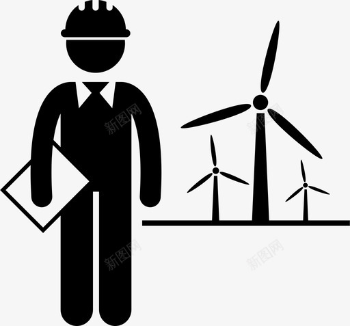 风车能源工程师清洁工程图标svg_新图网 https://ixintu.com 可再生能源 工程 清洁 绿色环保 能源行业燃料动力工人 风车能源工程师