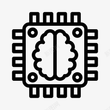 芯片组大脑人工智能技术图标图标