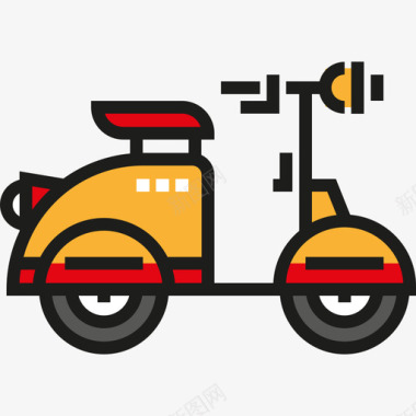 摩托车运输大包装线性颜色图标图标