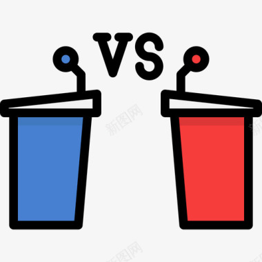 辩论选举2线性颜色图标图标