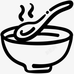 乌冬汤碗食物汤匙图标高清图片