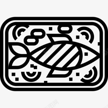 鱼类食品和餐厅2线性图标图标