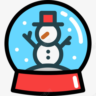 雪球艺术线性圣诞饰品图标图标