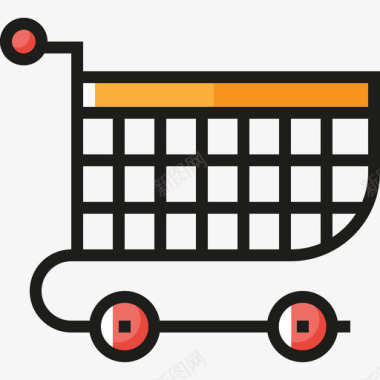 购物车电子商务图标元素线性颜色图标
