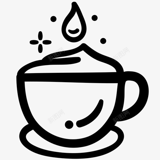 热拿铁卡布奇诺咖啡图标svg_新图网 https://ixintu.com 卡布奇诺 咖啡 咖啡轮廓涂鸦 热拿铁 牛奶 牛奶泡沫